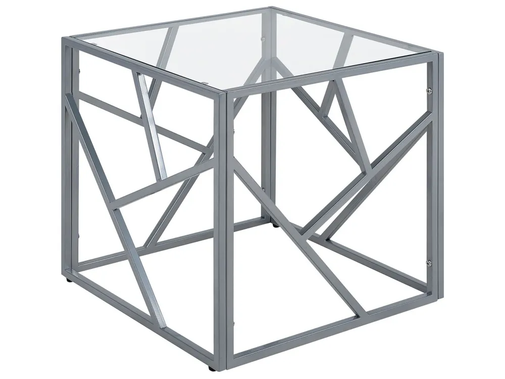 Mesa de Centro para Mesa de apoio prateada com tampo de vidro ORLAND