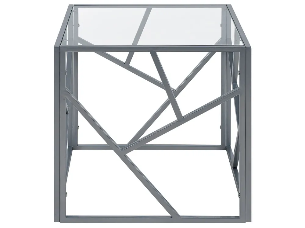 Mesa de Centro para Mesa de apoio prateada com tampo de vidro ORLAND