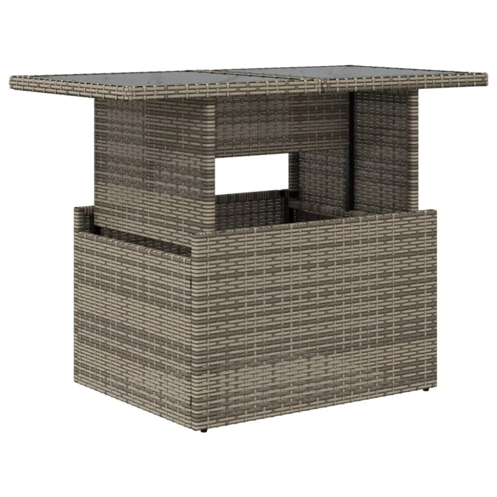 Mesa de Centro para Mesa de jardim com tampo de vidro 100x55x73 cm vime PE cinza