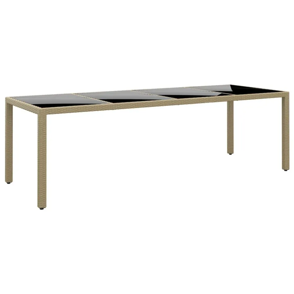 Mesa de Centro para Mesa de jardim com tampo de vidro vime PE bege