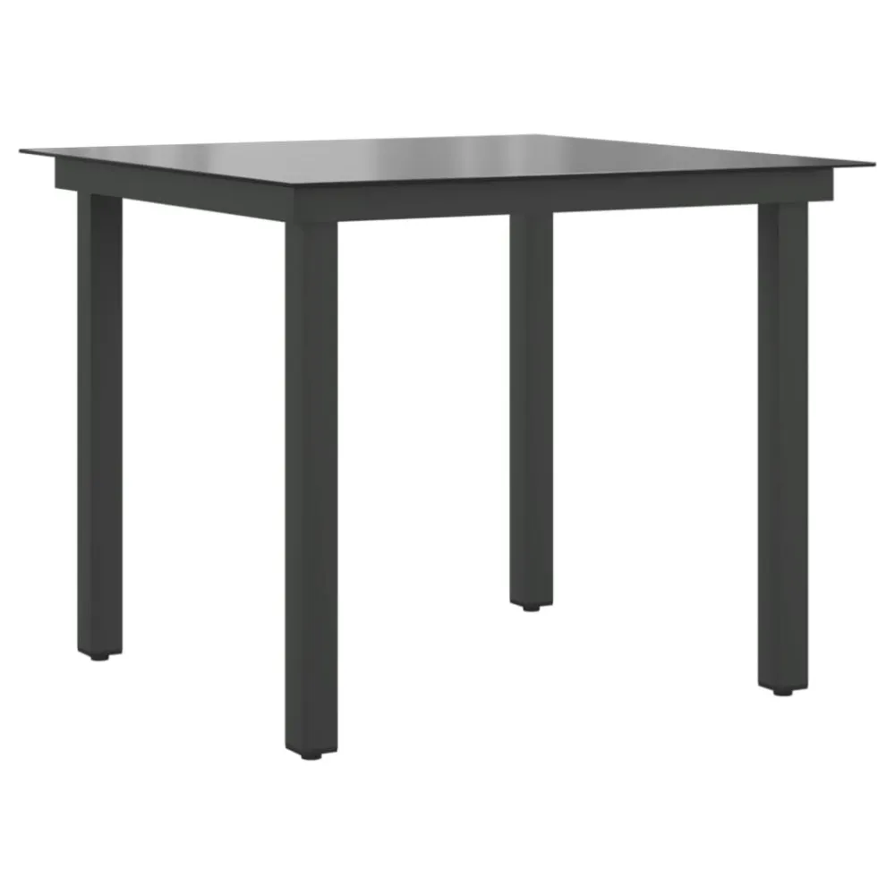 Mesa de Ferro Fundido Mesa de jardim em alumínio e vidro 80x80x74 cm preto