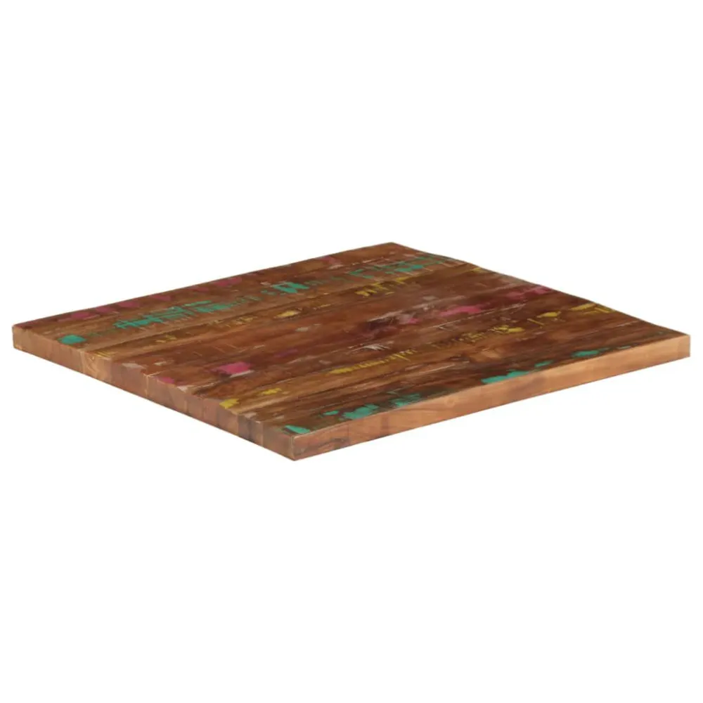 Mesa de Ferro Fundido Tampo de mesa quadrado 70x70x2,5 cm madeira recuperada maciç