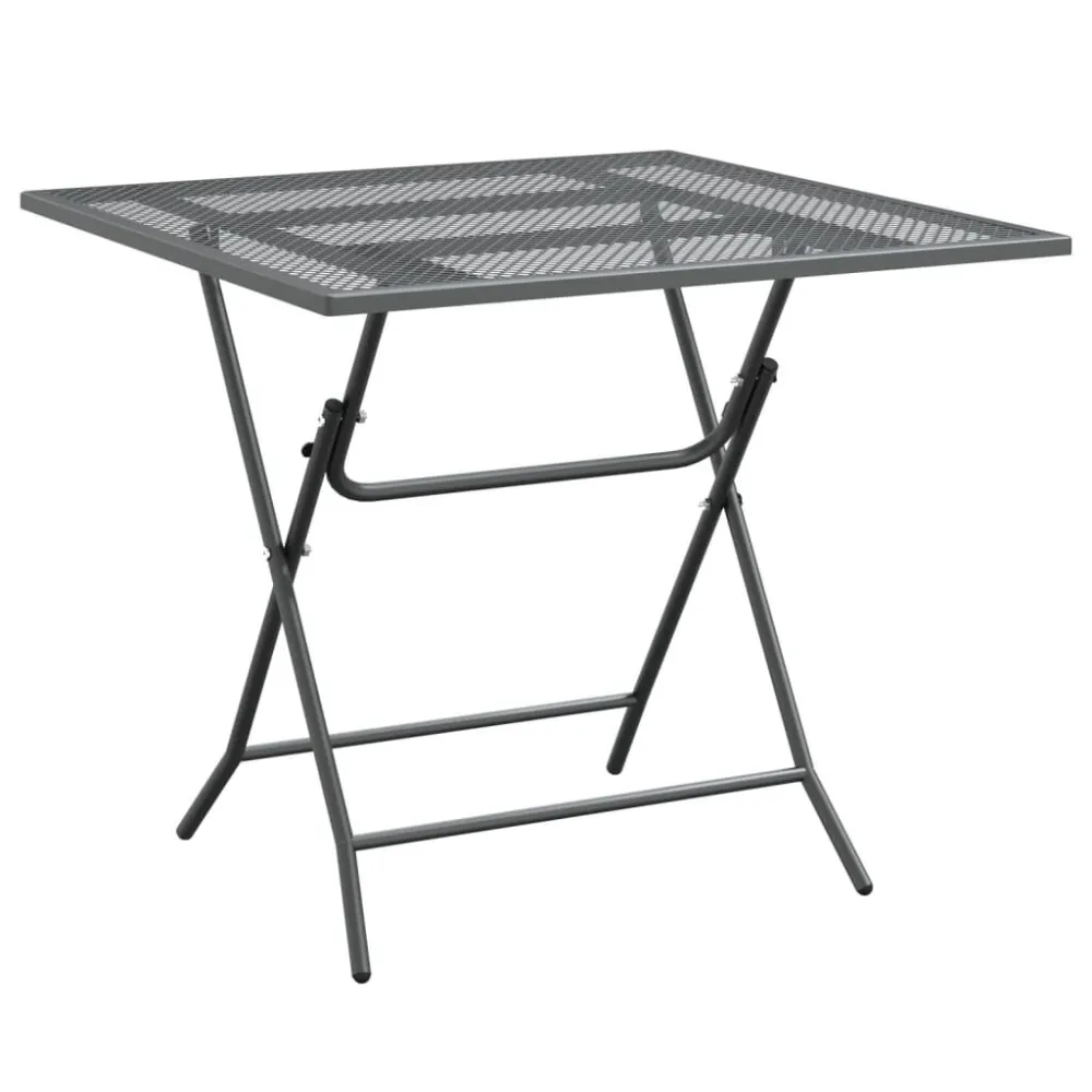 Mesa de jardim 80x80x72 cm malha metálico expandido antracite para Churrasqueiras e Áreas de Lazer