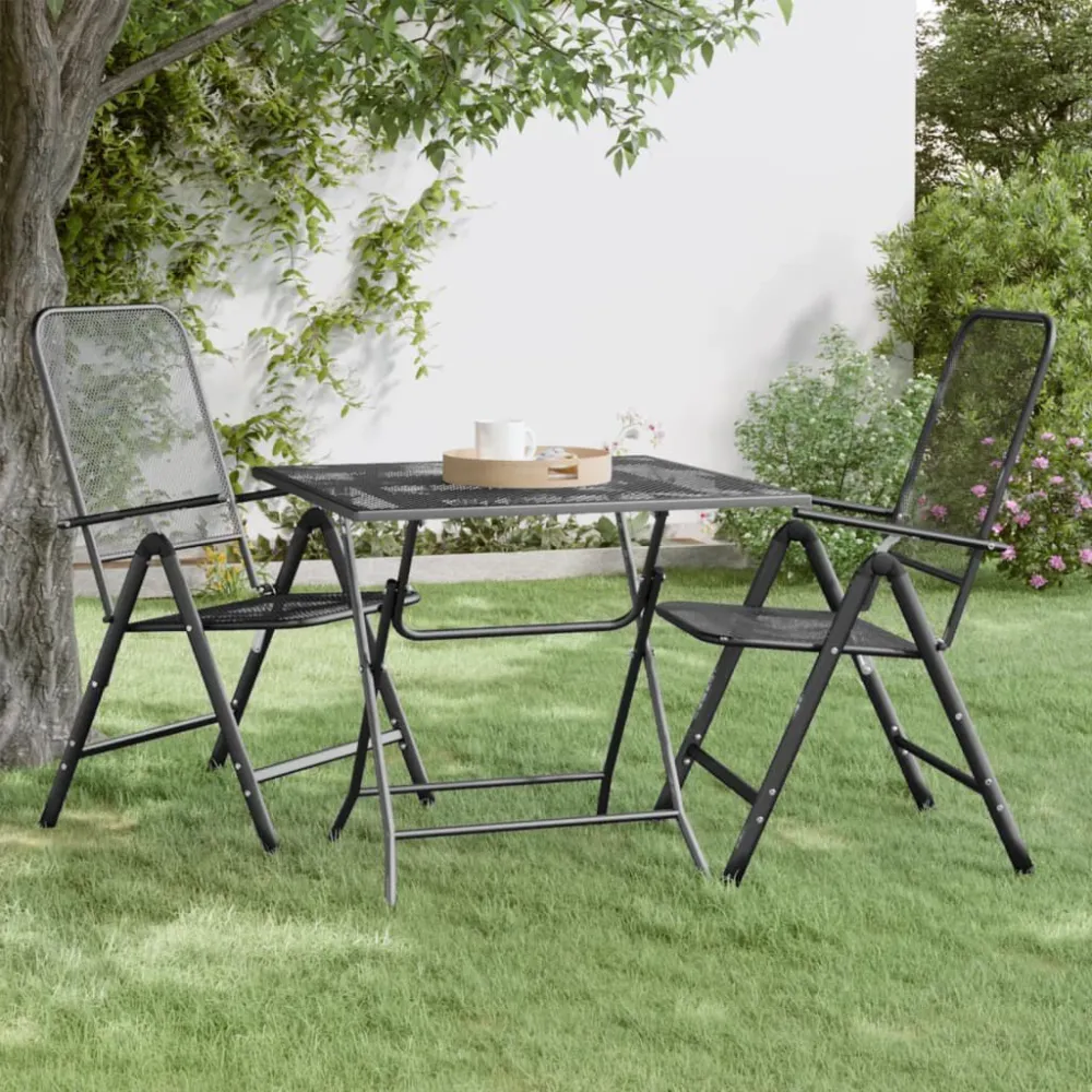 Mesa de jardim 80x80x72 cm malha metálico expandido antracite para Churrasqueiras e Áreas de Lazer