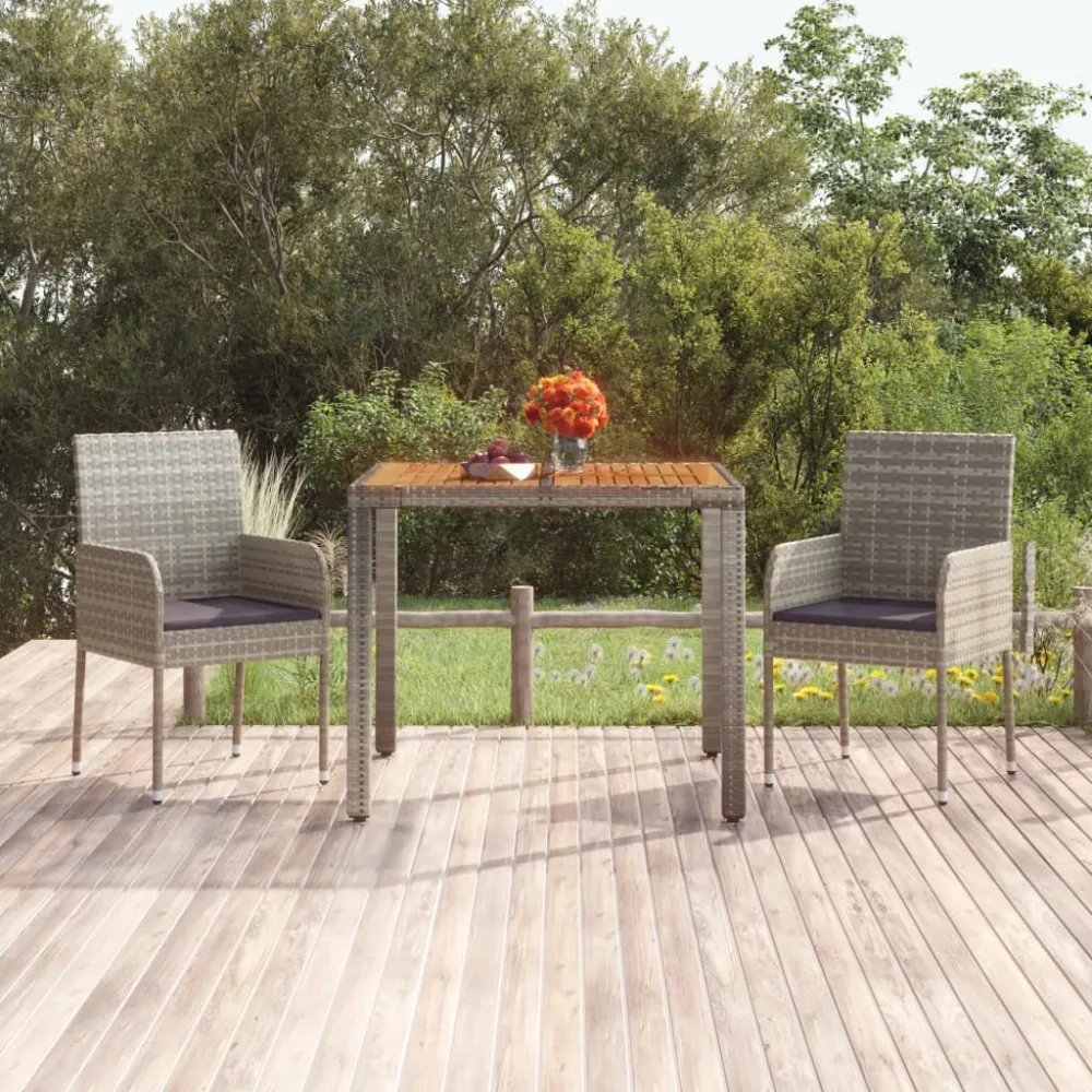 Mesa de jardim com tampo de madeira 90x90x75 cm vime PE cinza Dimensões 120x80cm