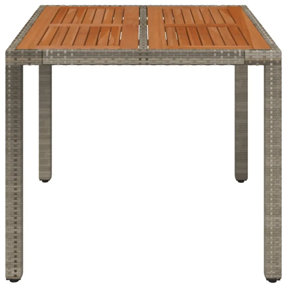 Mesa de jardim com tampo de madeira 90x90x75 cm vime PE cinza Dimensões 120x80cm