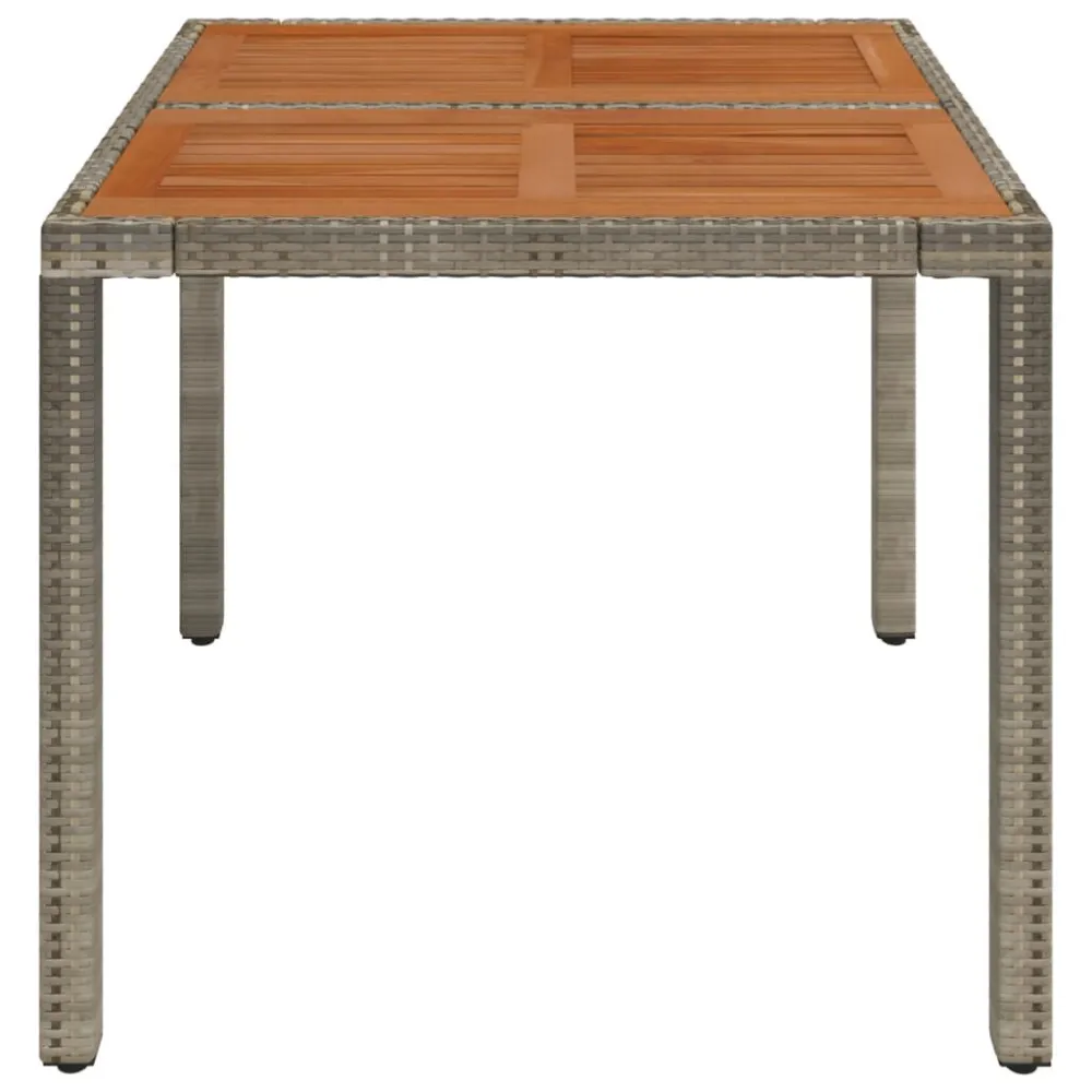 Mesa de jardim com tampo de madeira 90x90x75 cm vime PE cinza Dimensões 120x80cm