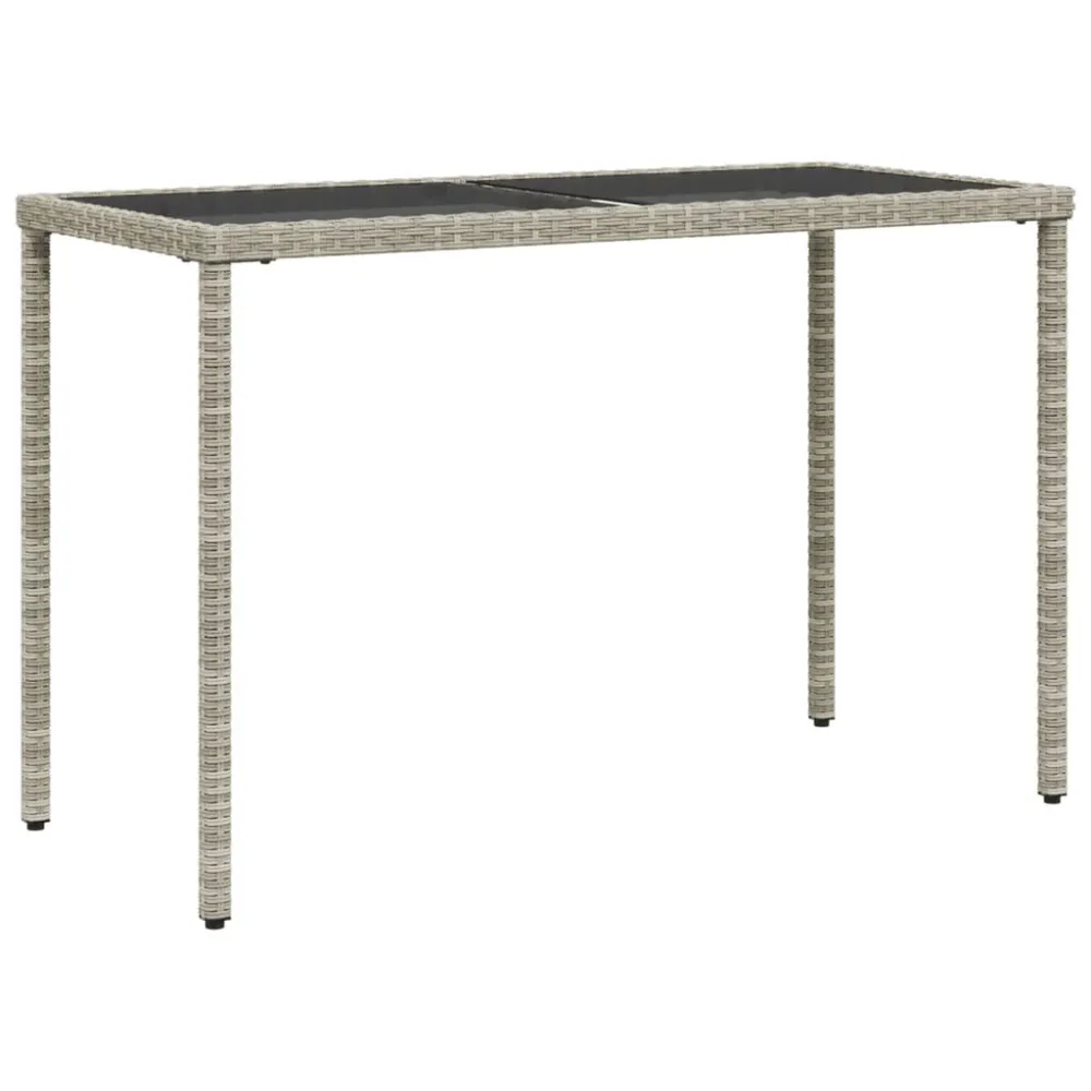Mesa jardim com tampo de vidro 115x54x74 cm vime PE cinza-claro em Alumínio e Vidro