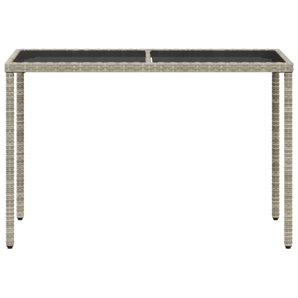 Mesa jardim com tampo de vidro 115x54x74 cm vime PE cinza-claro em Alumínio e Vidro