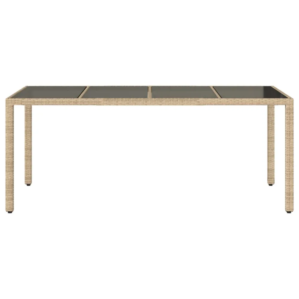 Mesa de jardim com tampo de vidro 190x90x75 cm vime PE bege Fácil de Limpar
