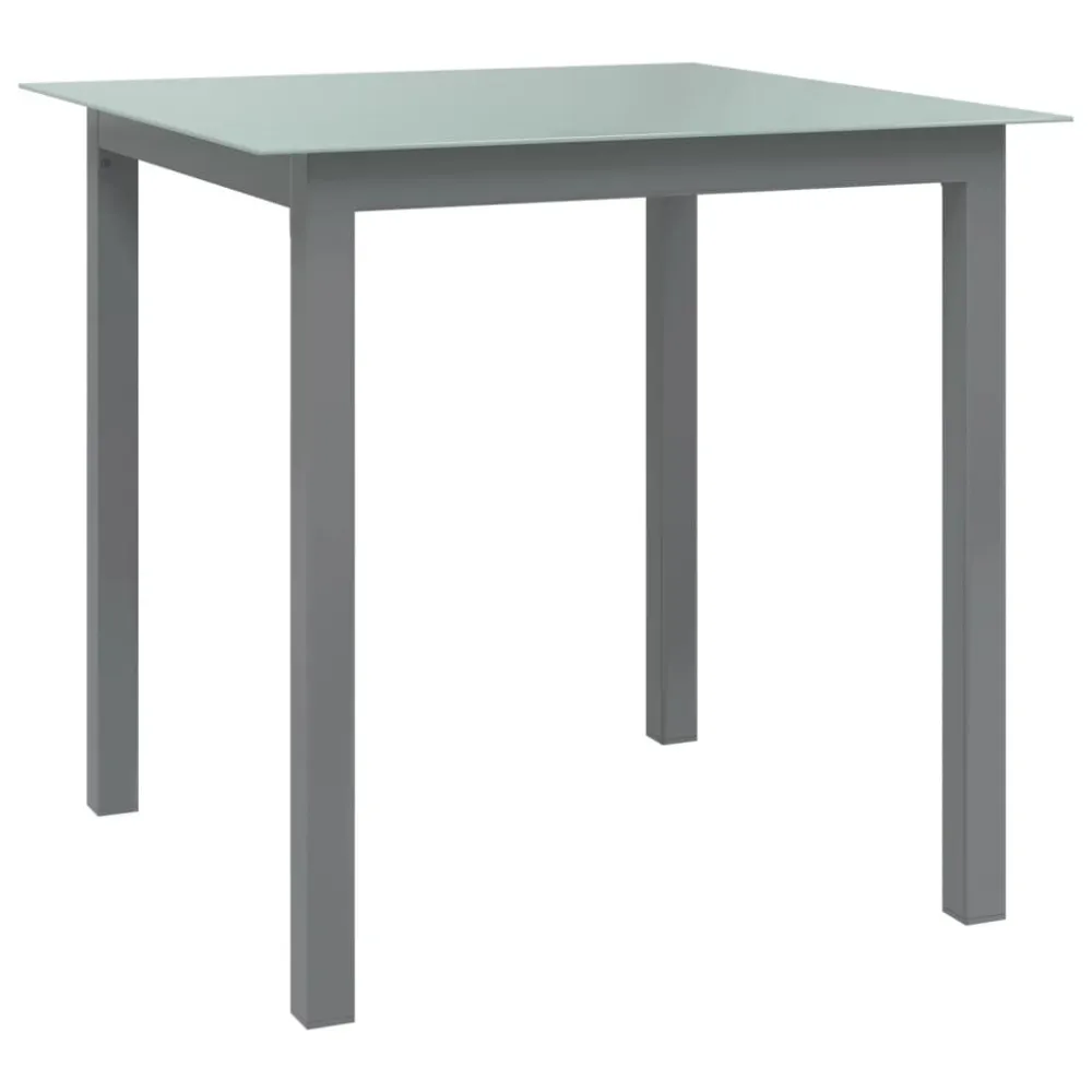Mesa de Jardim Mesa de jardim em alumínio e vidro 80x80x74 cm cinzento-claro