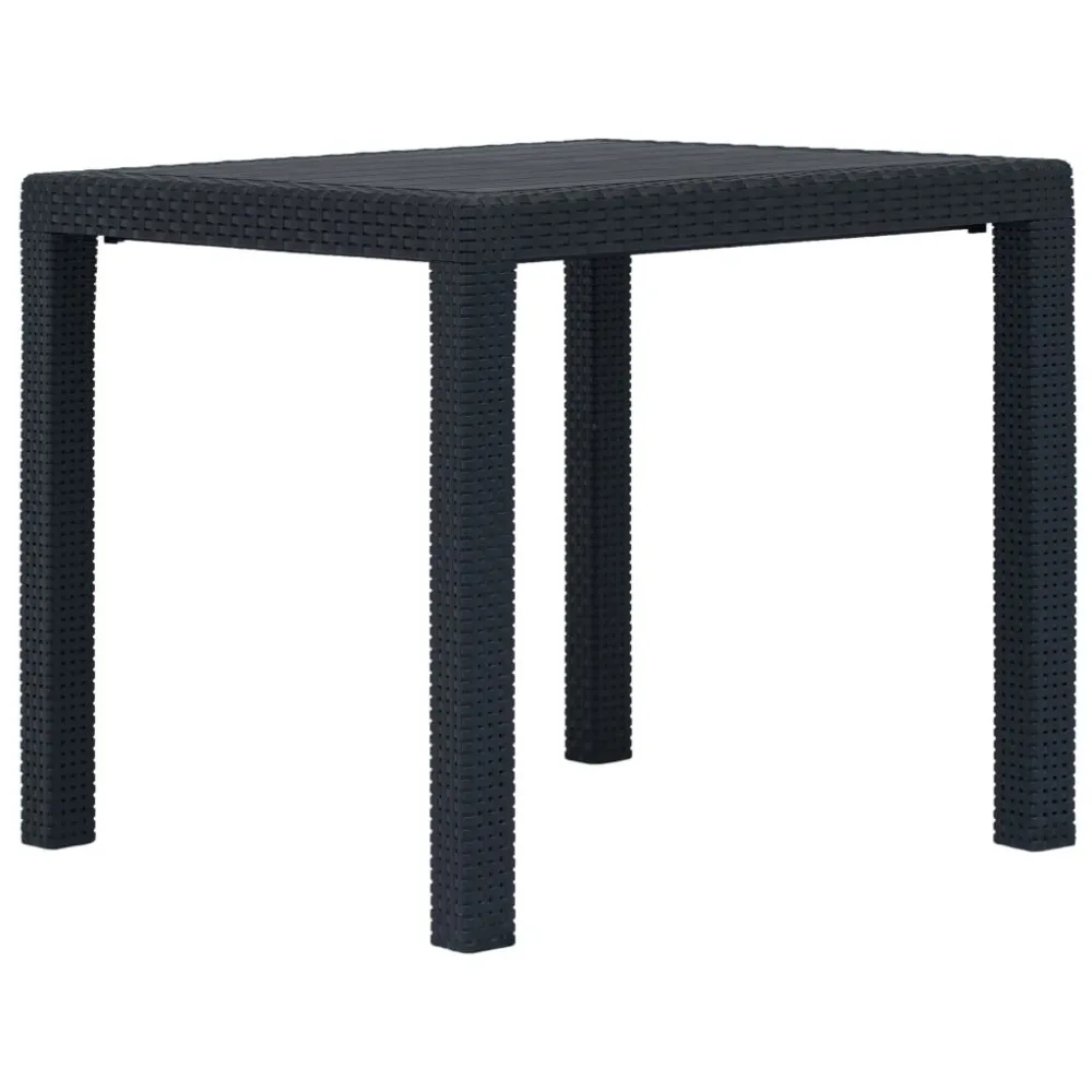 Mesa de Pátio Mesa de jardim 79x79x72 cm plástico antracite com aspeto de vime
