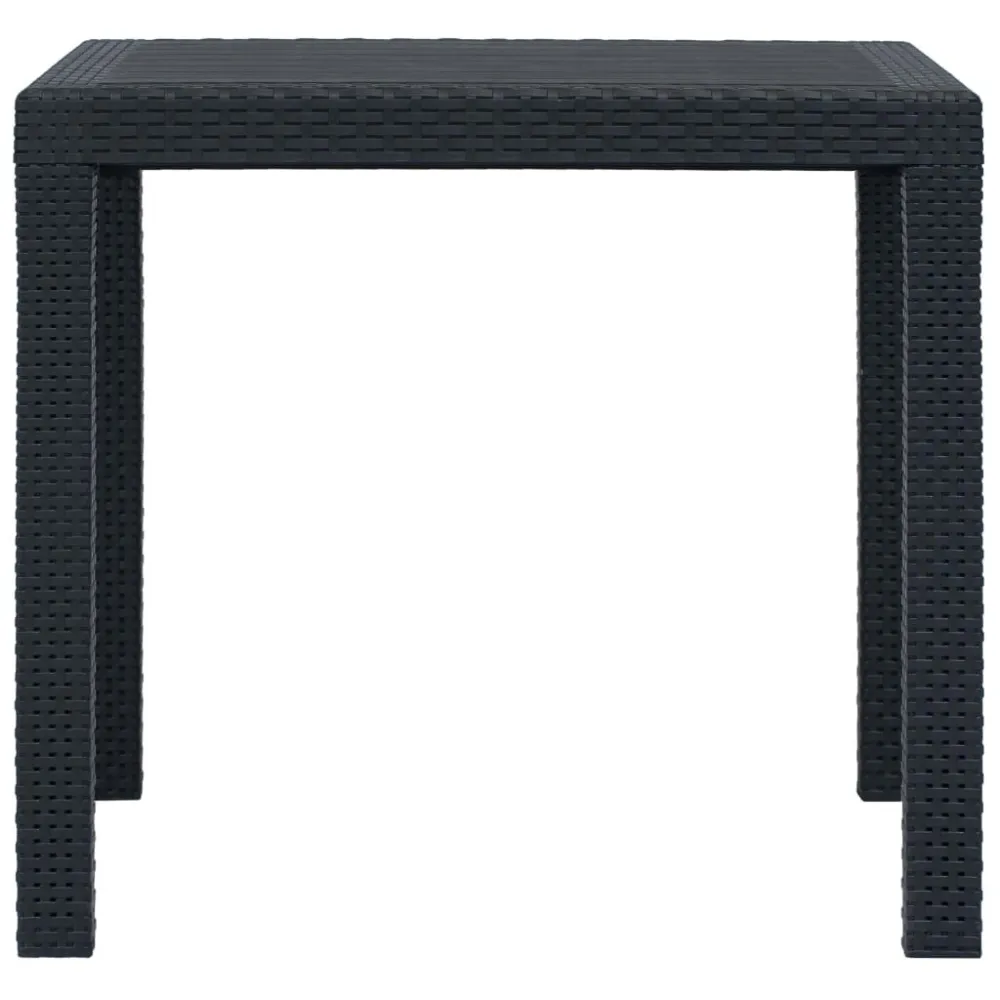 Mesa de Pátio Mesa de jardim 79x79x72 cm plástico antracite com aspeto de vime