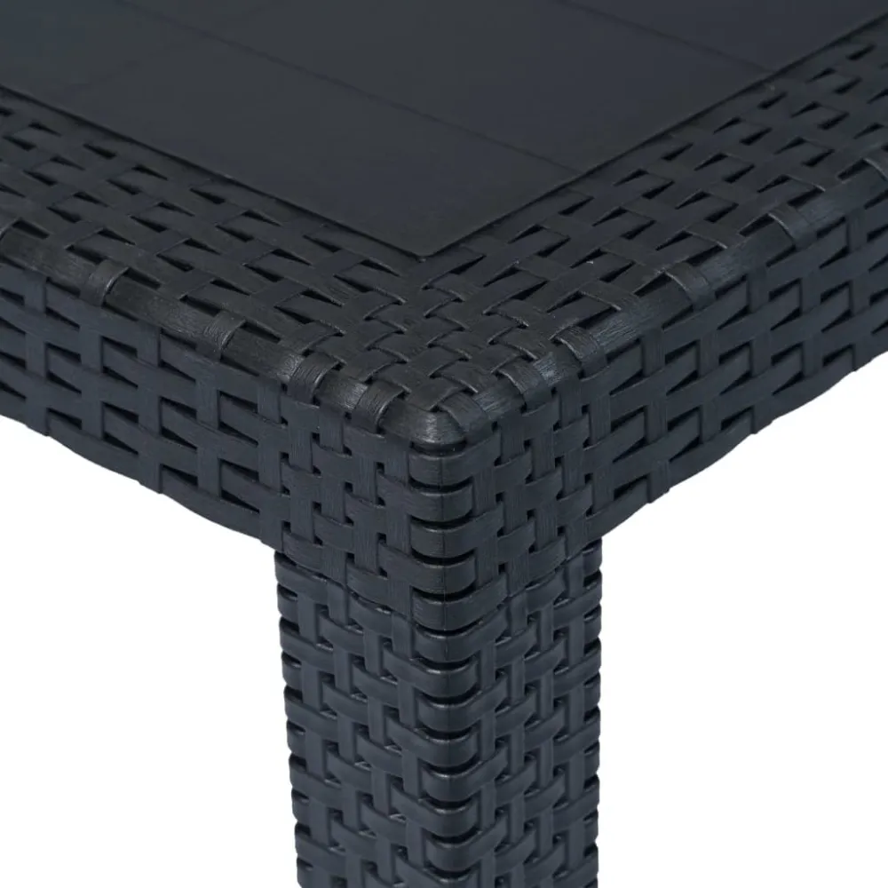 Mesa de Pátio Mesa de jardim 79x79x72 cm plástico antracite com aspeto de vime