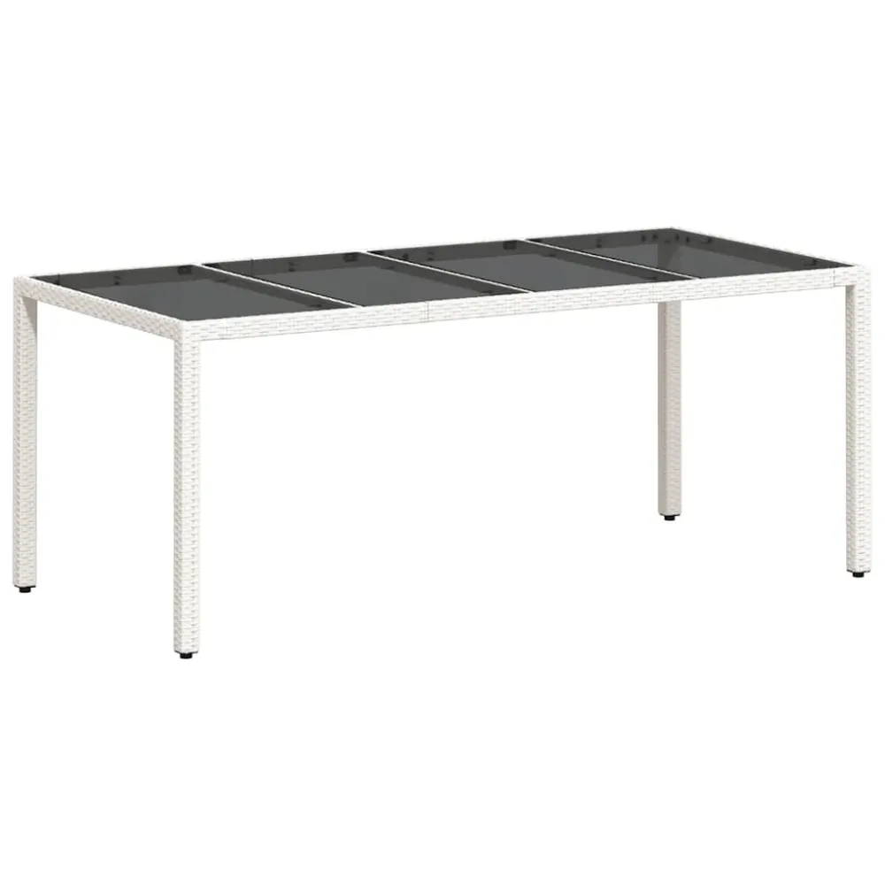 Mesa de Pátio Mesa de jardim com tampo de vidro 190x90x75 cm vime PE branco