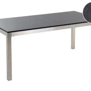 Mesa de refeições em inox e tampo em granito preto polido 180 x 90 cm GROSSETO Dimensões 120x80cm