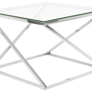 Premium para Exterior Mesa de centro prateada com tampo de vidro BEVERLY