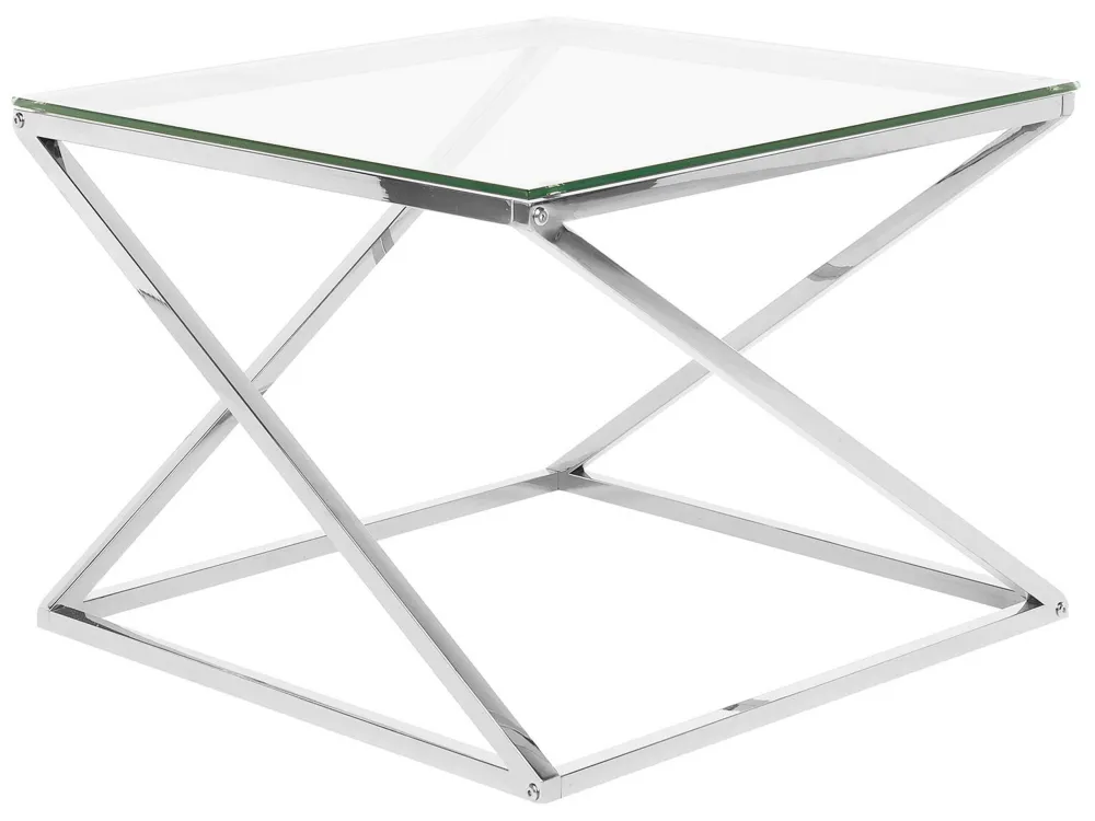 Premium para Exterior Mesa de centro prateada com tampo de vidro BEVERLY