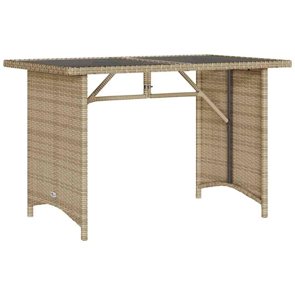 Premium para Exterior Mesa de jardim com tampo de vidro 110x68x70 cm vime PE bege