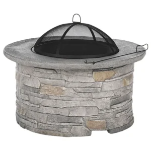 Premium para Exterior Round Fire Pit Grey TAMBORA