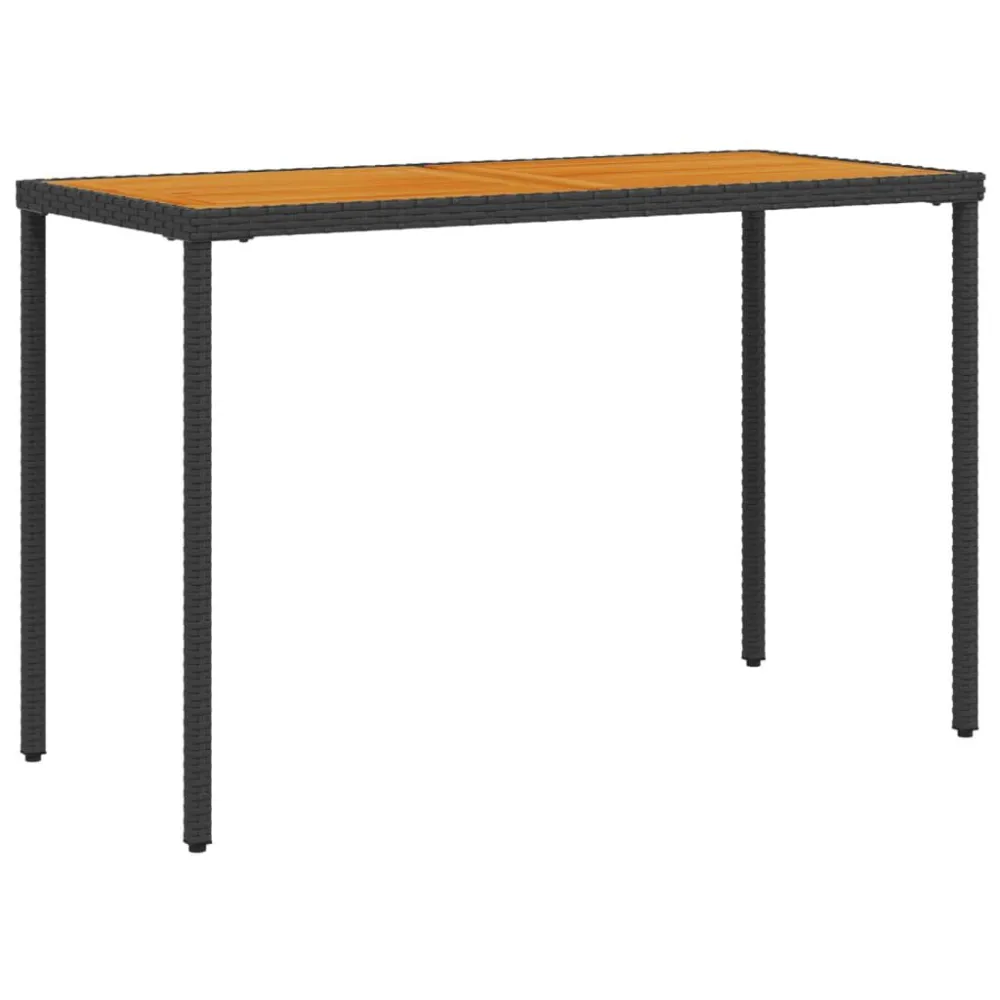 Resistente às Intempéries Mesa de jardim com tampo em acácia 115x54x74 cm vime PE preto
