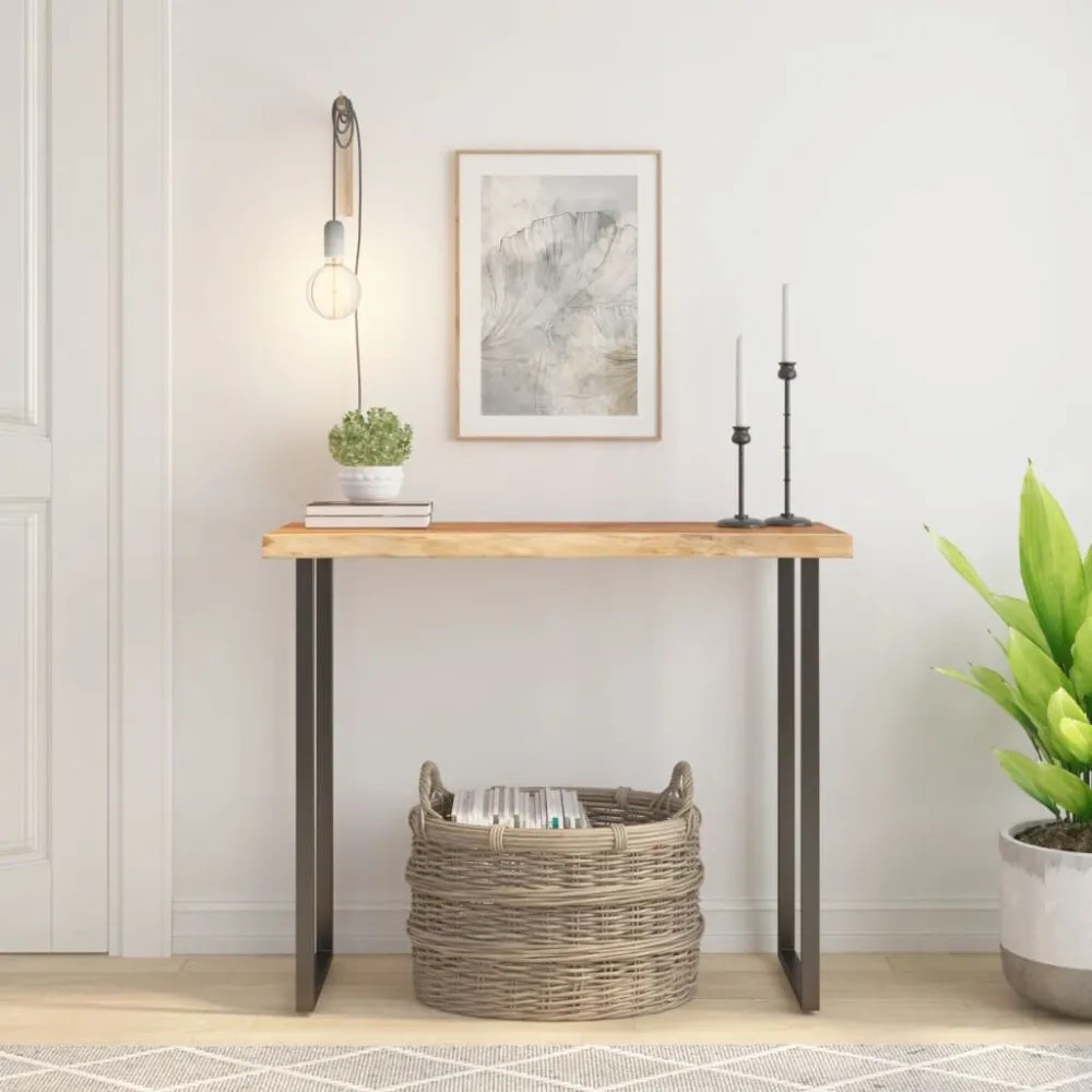 Resistente às Intempéries Tampo de mesa retangular borda viva 100x40x2,5 cm acácia maciç