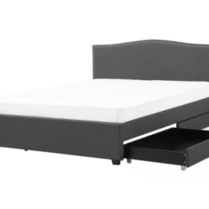 Fabric EU King Size Bed Storage Grey MONTPELLIER