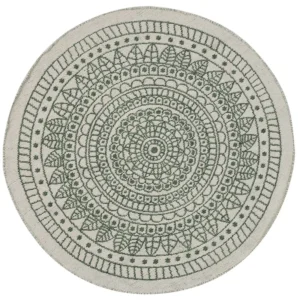 Premium Antiderrapante Tapete de área redondo reversível verde e branco ⌀ 140 cm YALAK