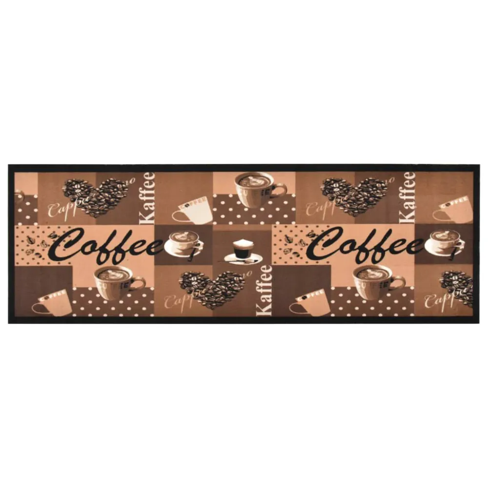 Organizador de Tapete de cozinha lavável com design café 45x150 cm castanho