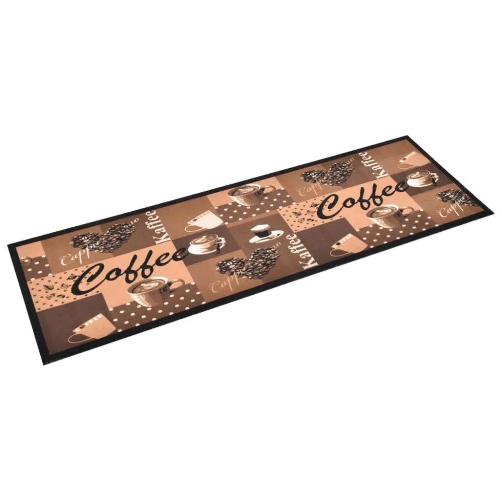 Organizador de Tapete de cozinha lavável com design café 45x150 cm castanho