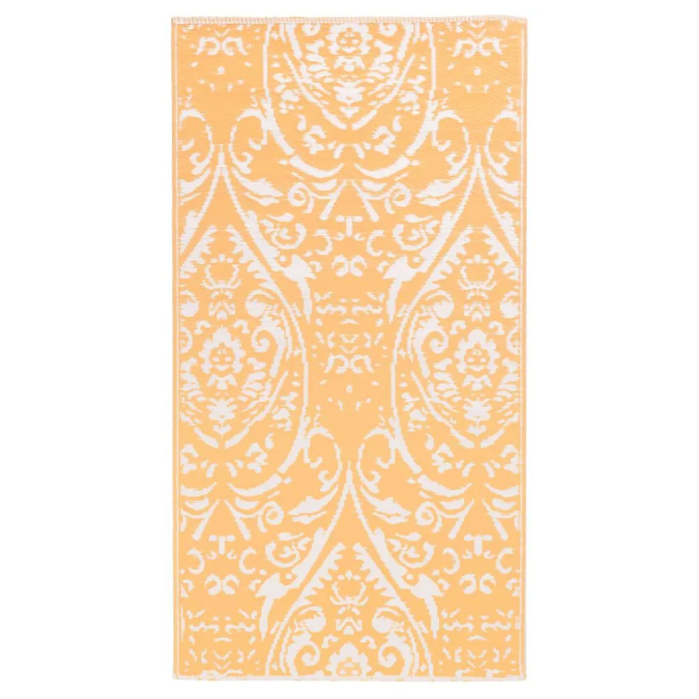 Tapete de exterior 80x150 cm ARAKIL PP laranja e branco com Ganchos Incluídos