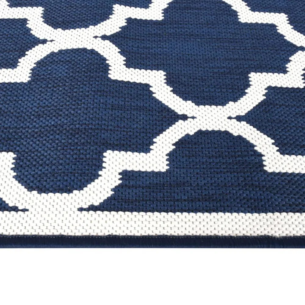 Tapete de exterior com design reversível azul-marinho/branco Conjunto de 6 Peças