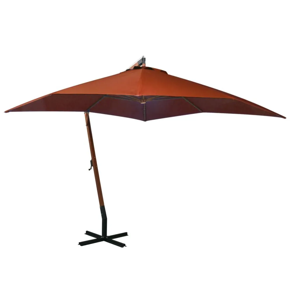 Alta Durabilidade com Proteção UV Guarda-sol de jardim suspenso com poste abeto maciço terracotta