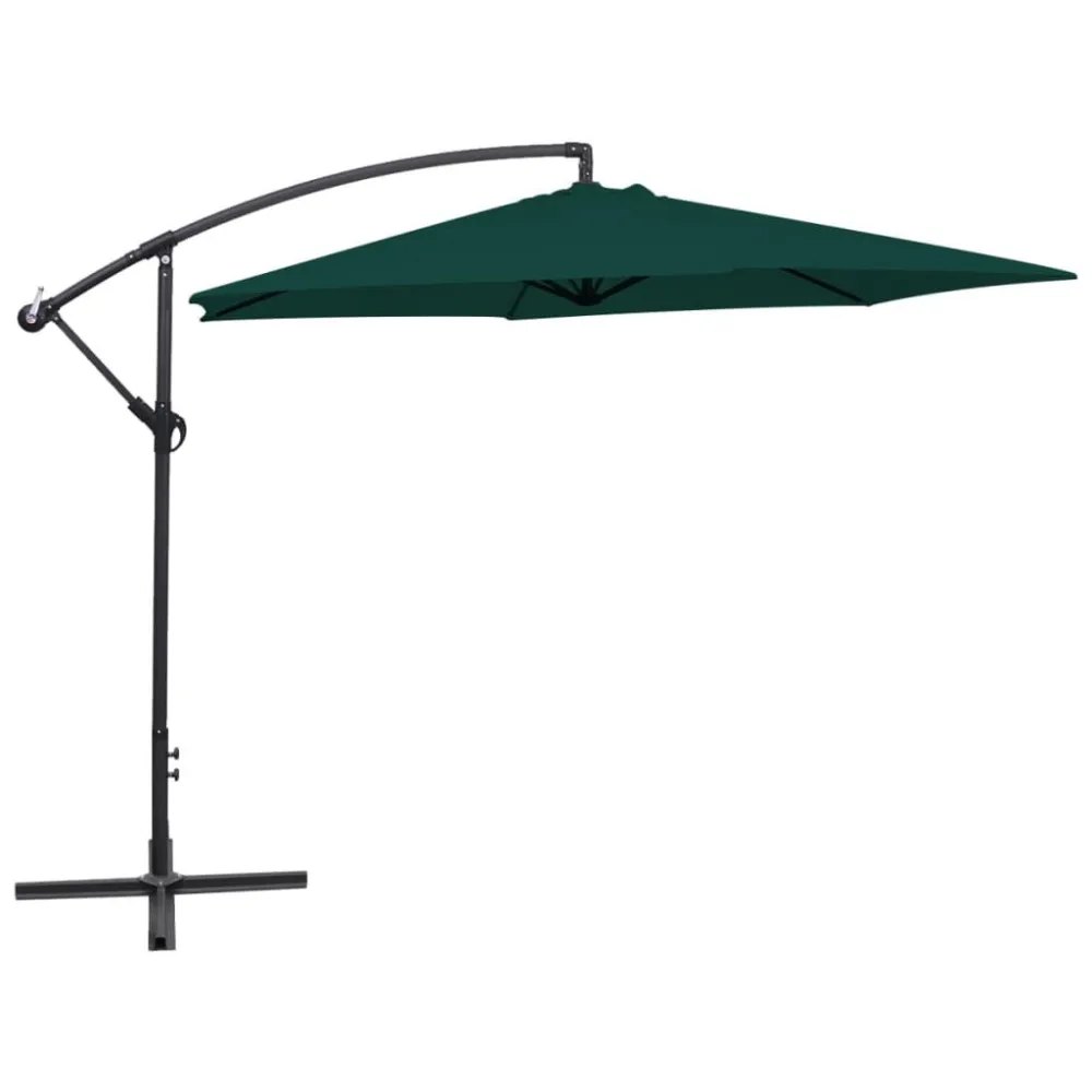 Guarda-sol de jardim cantilever 3 m verde com Ventilação Superior