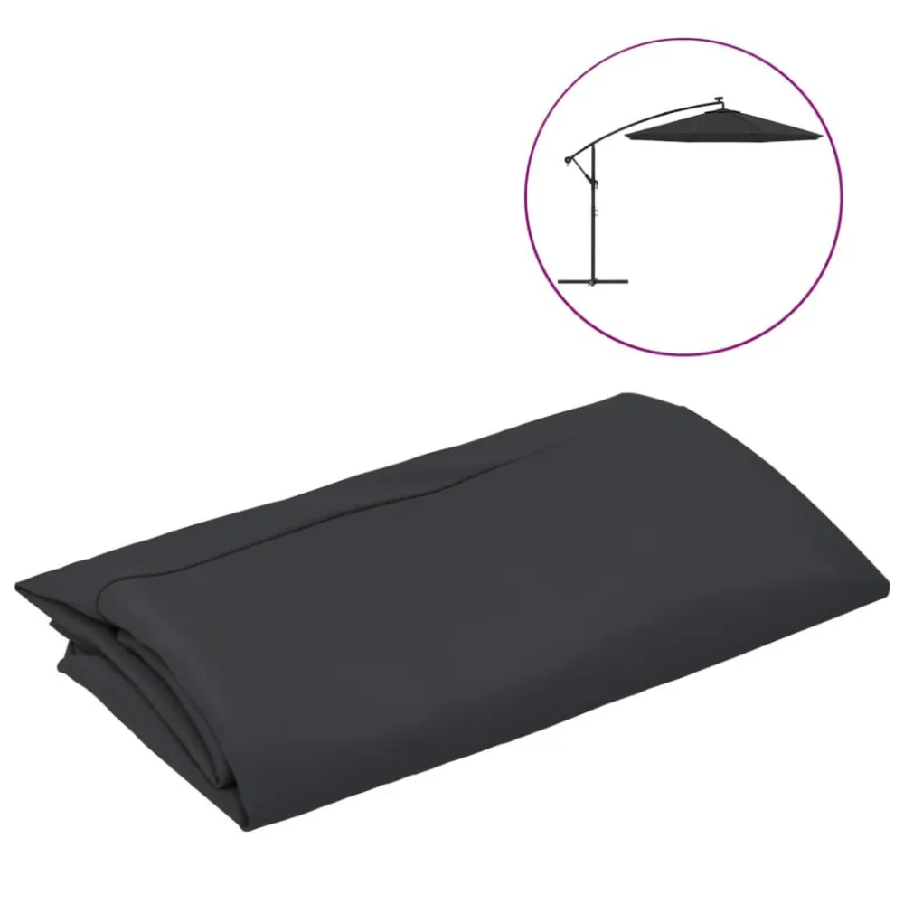 Tecido de substituição para guarda-sol cantilever 300 cm preto com Manivela de Abertura