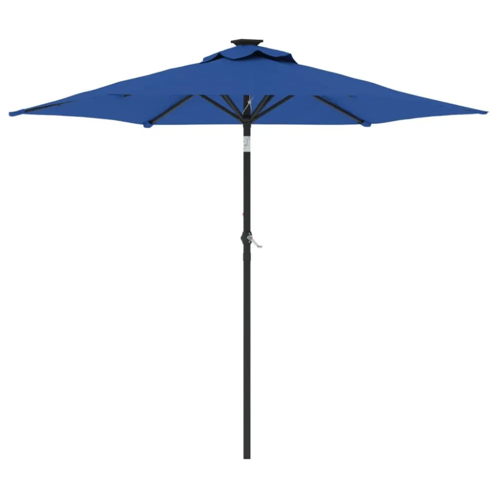 Cerca Viva Artificial Guarda-sol de jardim com poste de ço 225x225x212 cm azul-ciano