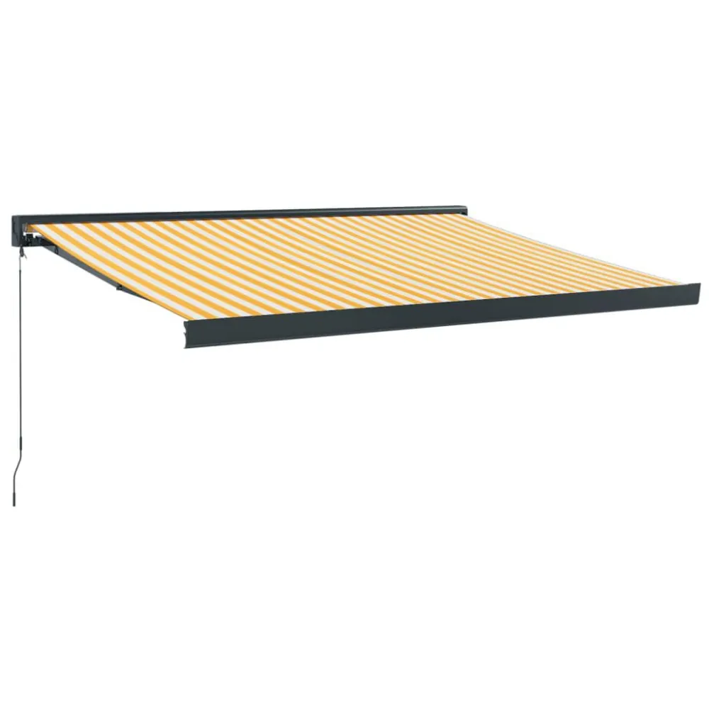 Toldo retrátil 3,5x2,5 m tecido e alumínio amarelo e branco Fácil de Instalar