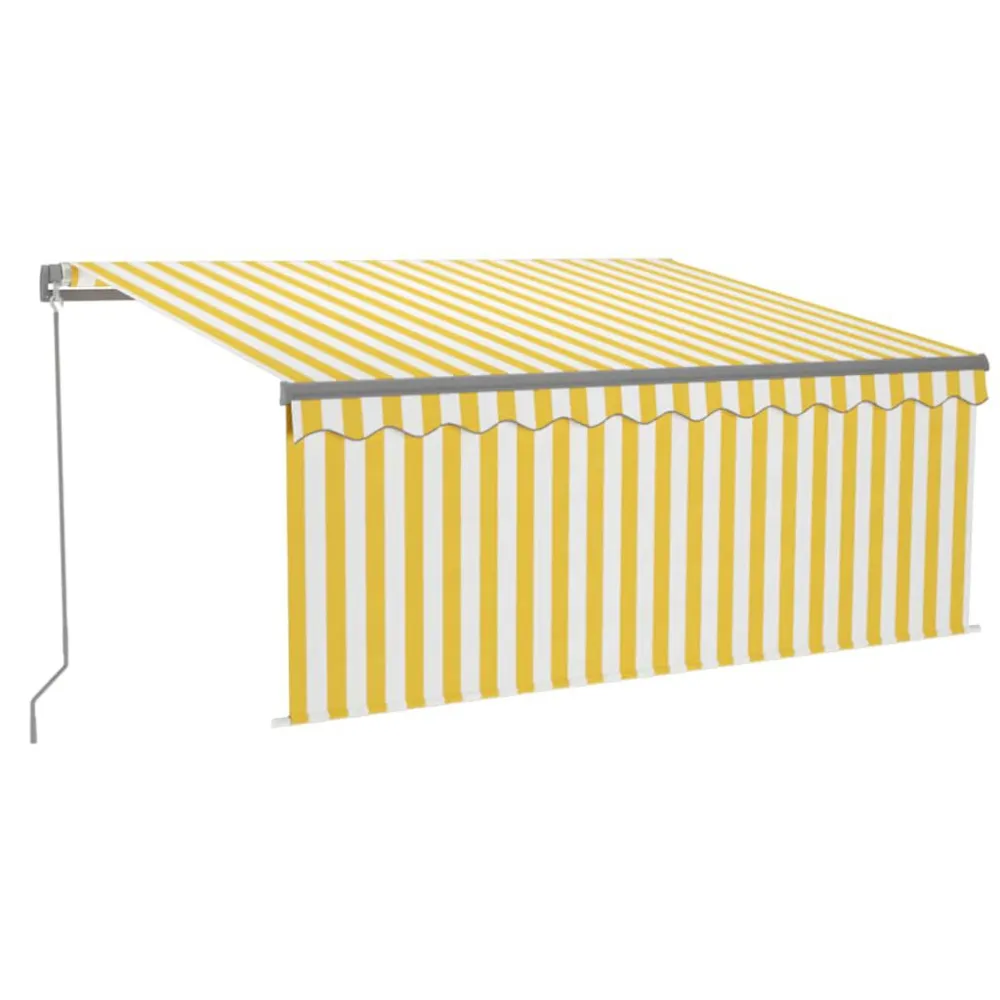 Toldo retrátil mecânico com estore/LED 3,5x2,5 m amarelo e branco