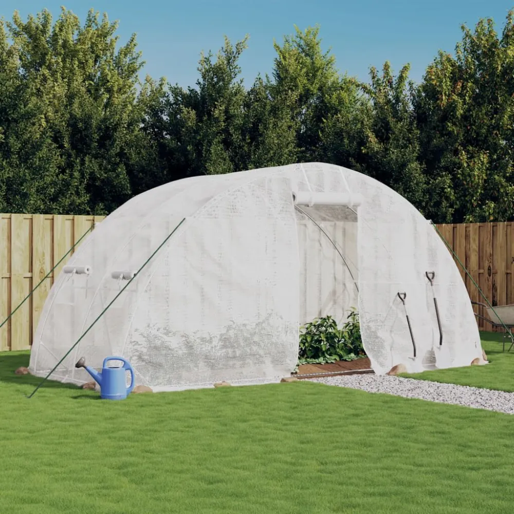 Kit Completo Estufa com estrutura de ço 10 m² 5x2x2,3 m branco