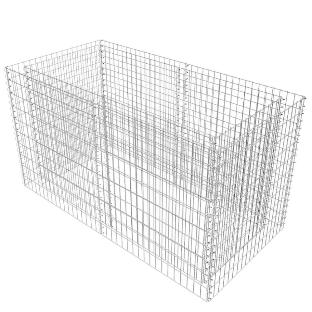 Anel de Irrigação Canteiro elevado/cesto gabião 180x90x100 cm ço prateado