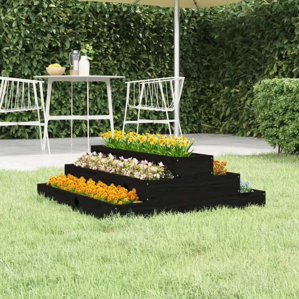 Anel de Irrigação Vaso/floreira 80x80x27 cm pinho maciço preto