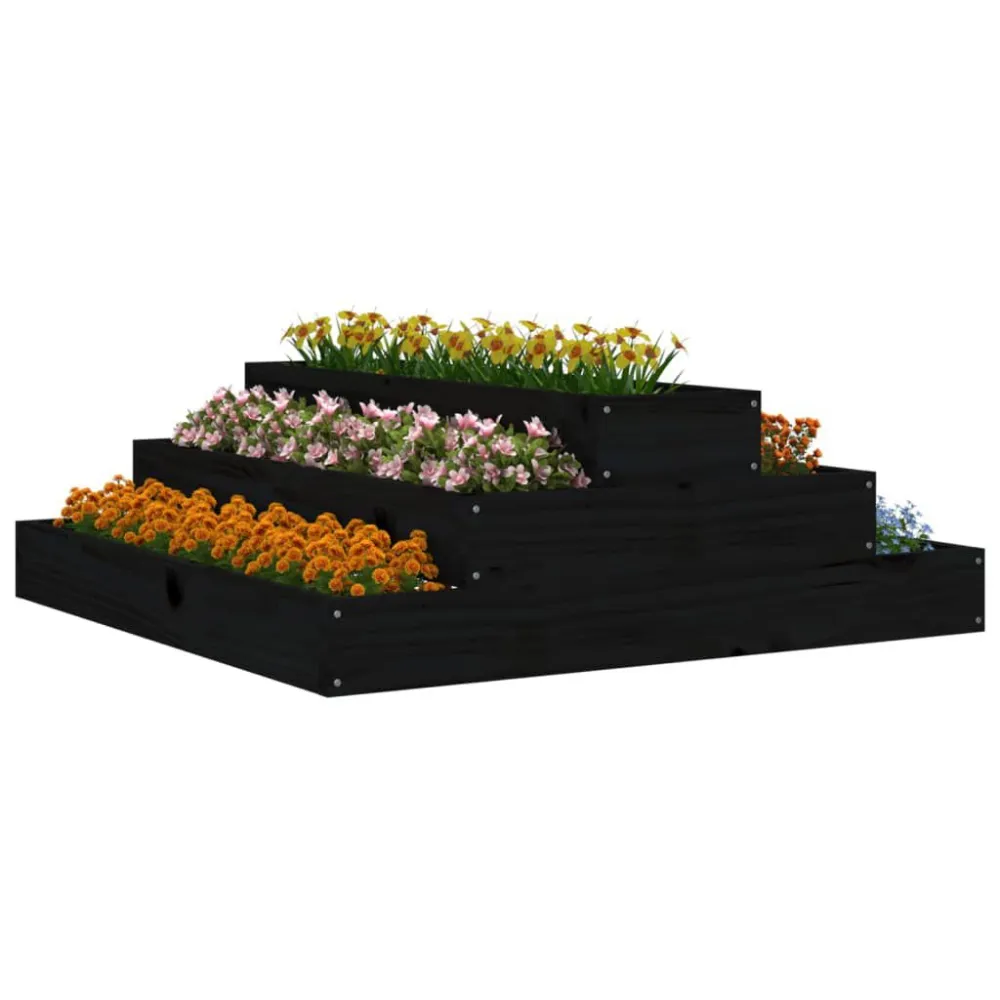 Anel de Irrigação Vaso/floreira 80x80x27 cm pinho maciço preto
