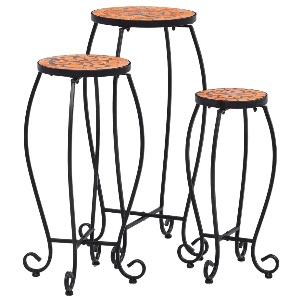 Mesas de mosaico 3 pcs cerâmica terracota Kit de 3 Tamanhos