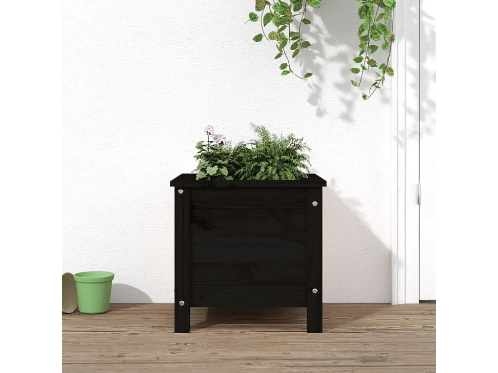 Sistema de Drenagem Otimizado Vaso/floreira de jardim 40x40x39 cm pinho maciço preto