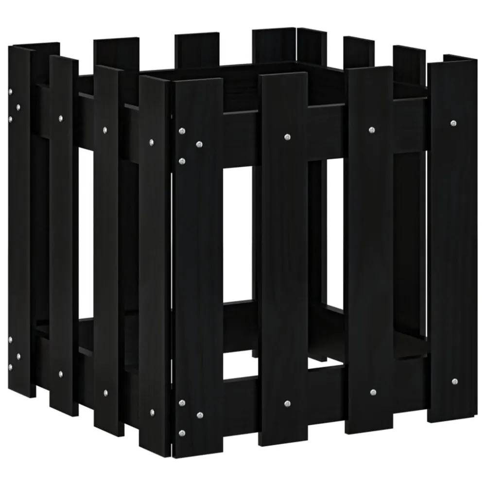 Vaso Autoirrigável Vaso de jardim com design cerca 40x40x40 cm pinho maciço preto