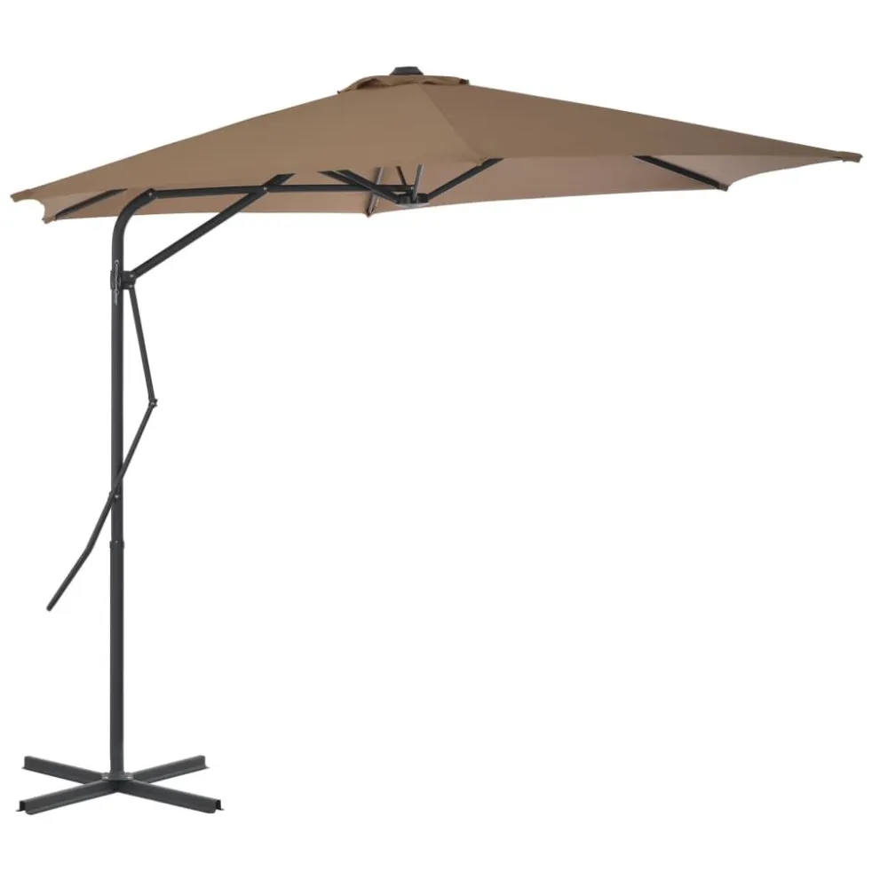 Guarda-sol exterior com poste de ço 300 cm cinzento-acastanhado