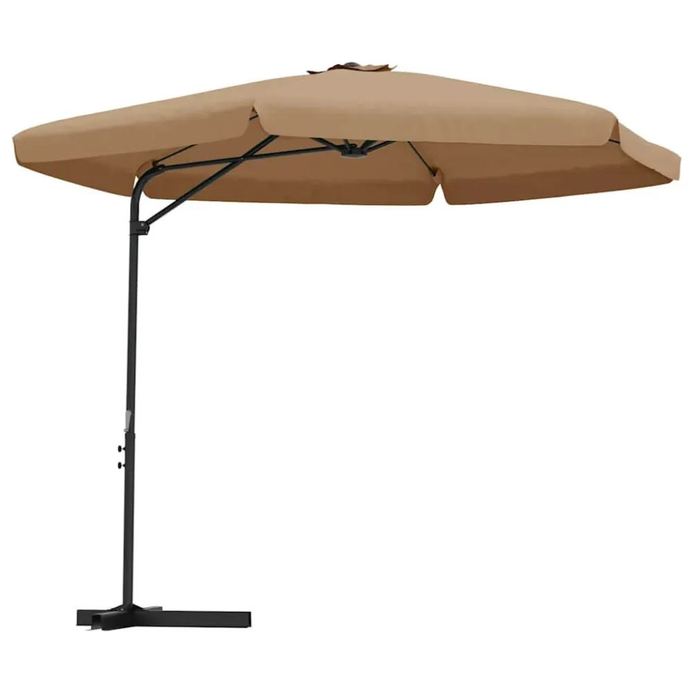 Guarda-sol de jardim com poste de ço 300cm cinzento-acastanhado