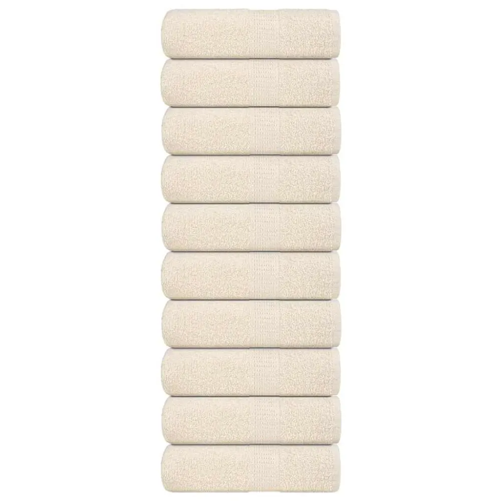 Jogo de Toalhas Toalhas de mãos 10 pcs 30x30 cm 360 g/m2 100% algodão creme