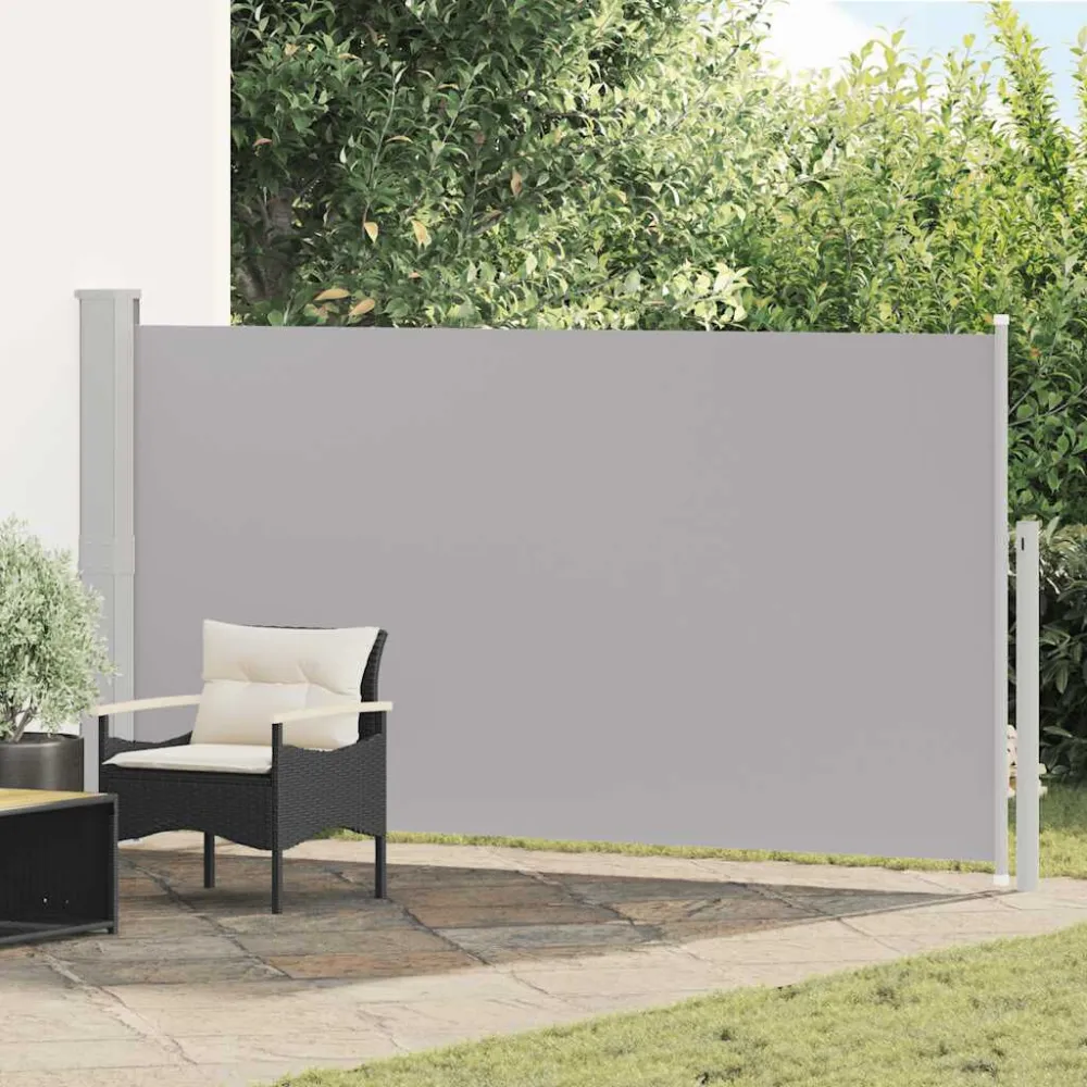Sombreiro de Parede Toldo lateral retrátil para pátio 160x300 cm cinzento