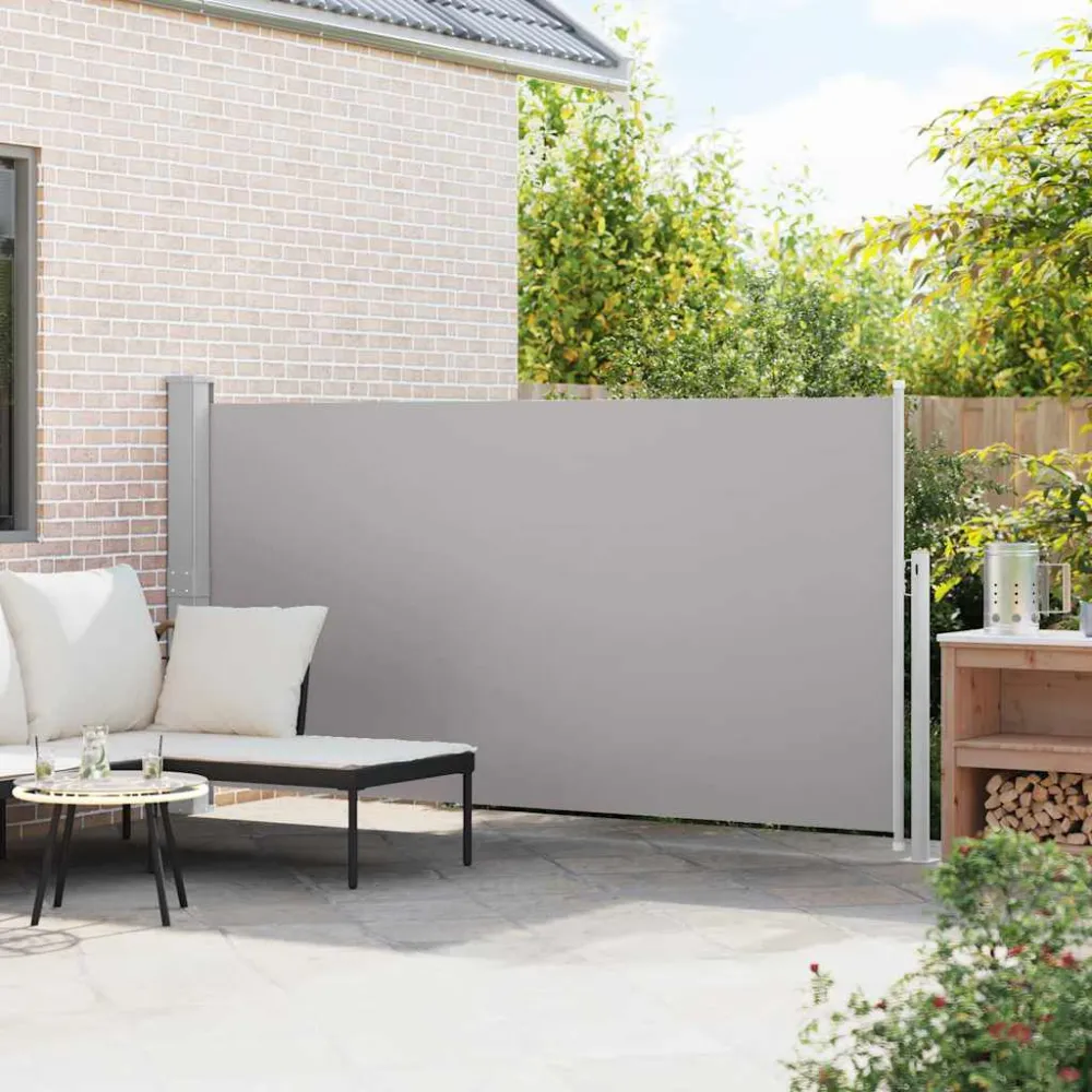 Sombreiro de Parede Toldo lateral retrátil para pátio 160x300 cm cinzento